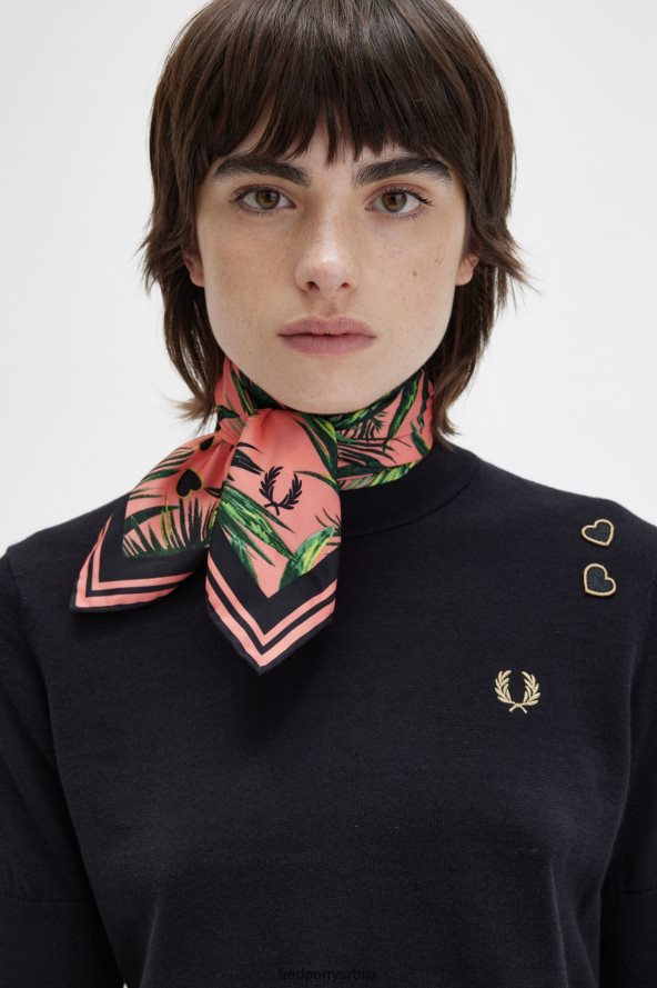 Прибор рс Fred Perry Жене шал са отиском на длану корална топлота 68TD6P108