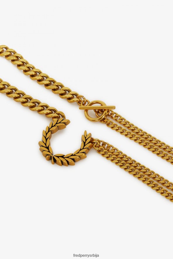 Прибор рс Fred Perry унисек двоструки ланчић огрлица од ловоровог венца злато 68TD6P116