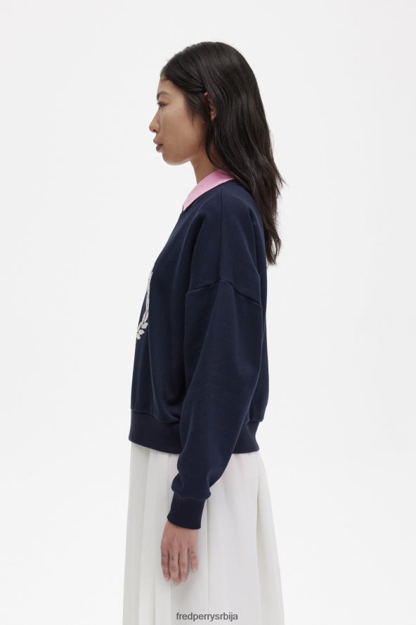 одећу рс Fred Perry Жене смела дуксерица од ловоровог венца морнарица 68TD6P648