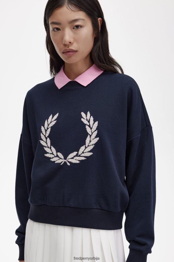 одећу рс Fred Perry Жене смела дуксерица од ловоровог венца морнарица 68TD6P648
