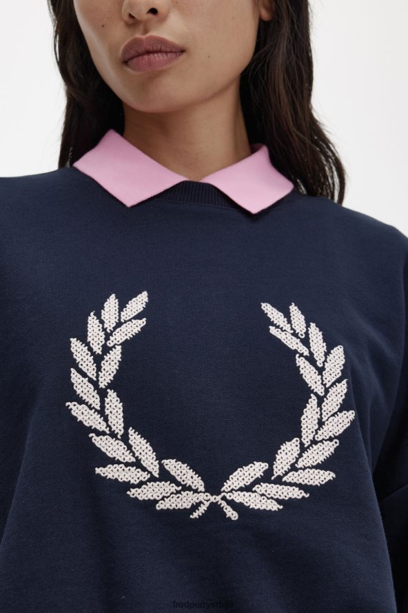 одећу рс Fred Perry Жене смела дуксерица од ловоровог венца морнарица 68TD6P648