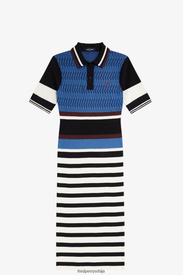 одећу рс Fred Perry Жене жакардна плетена пругаста хаљина сумрачно плаво 68TD6P607