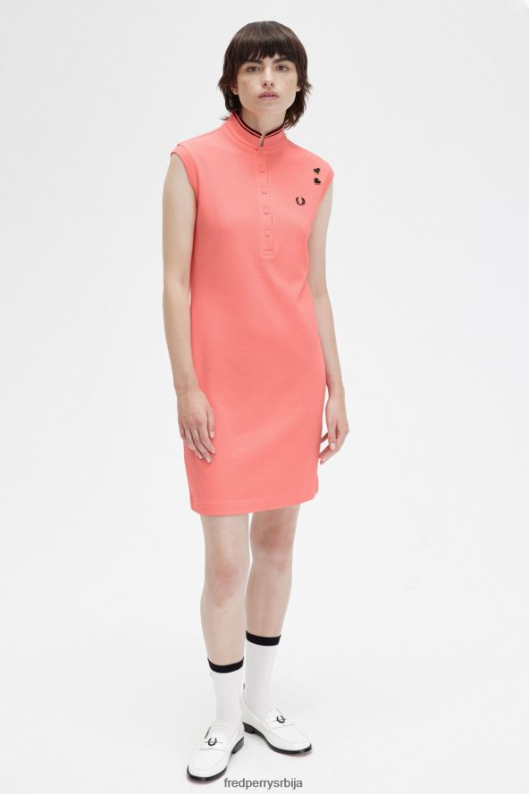 одећу рс Fred Perry Жене штампана трим пикуе хаљина корална топлота 68TD6P608