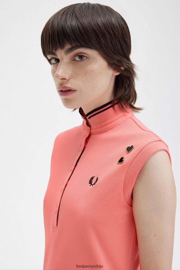 одећу рс Fred Perry Жене штампана трим пикуе хаљина корална топлота 68TD6P608