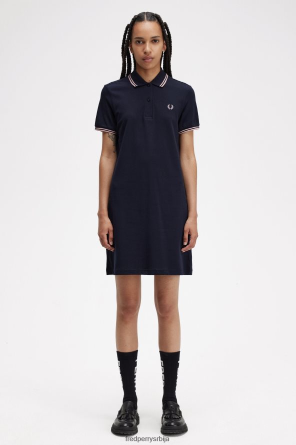одећу рс Fred Perry Жене хаљина од кошуље са дуплим врховима морнарица 68TD6P610