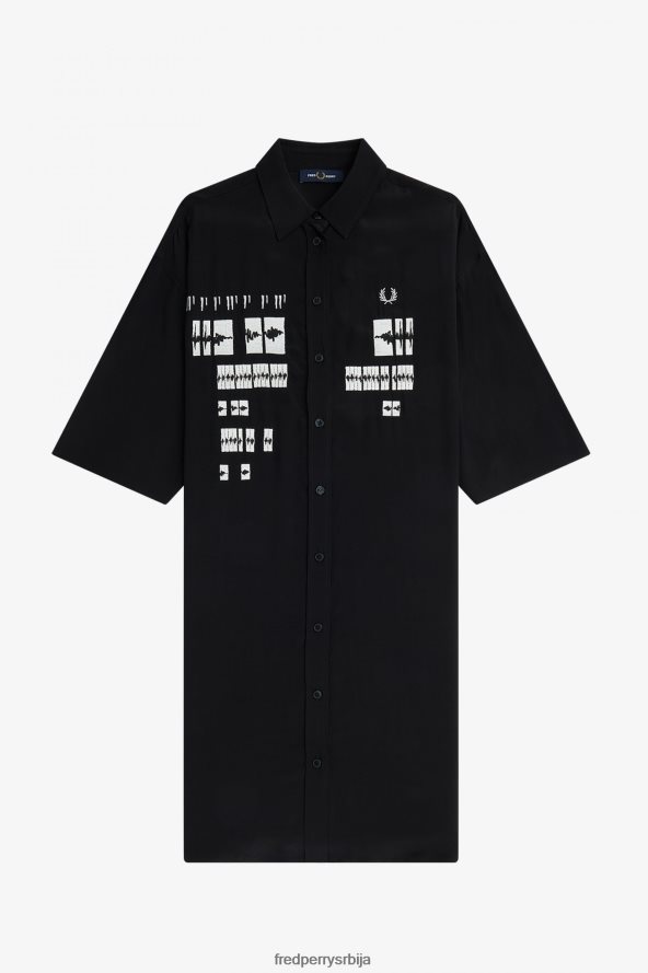 одећу рс Fred Perry Жене хаљина од везене кошуље црн 68TD6P615