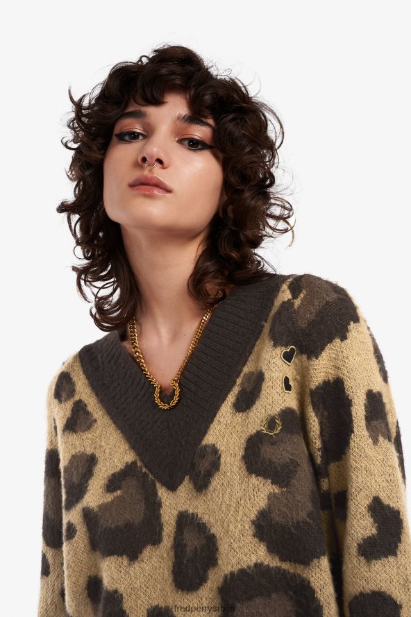одећу рс Fred Perry Жене леопард плетена хаљина црн 68TD6P616