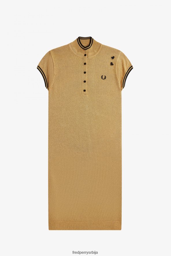 одећу рс Fred Perry Жене металик плетена хаљина злато 68TD6P618