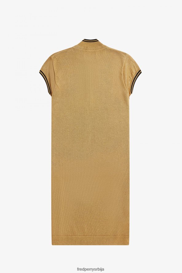 одећу рс Fred Perry Жене металик плетена хаљина злато 68TD6P618