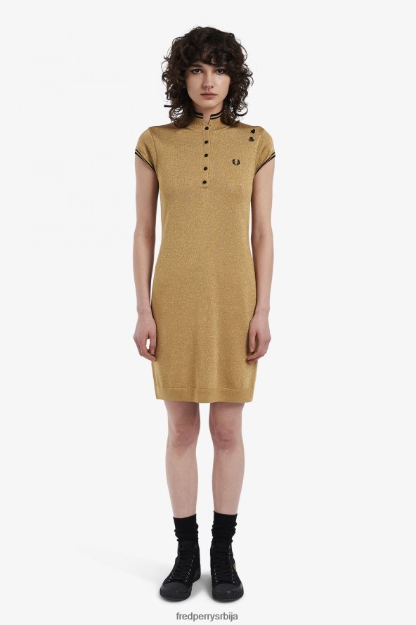 одећу рс Fred Perry Жене металик плетена хаљина злато 68TD6P618