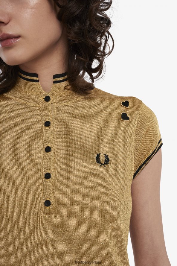 одећу рс Fred Perry Жене металик плетена хаљина злато 68TD6P618
