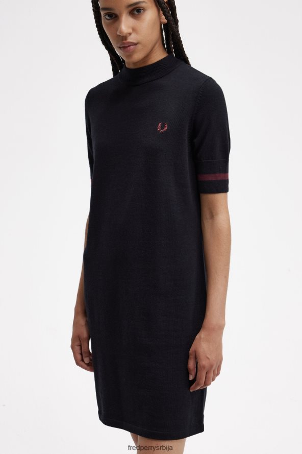 одећу рс Fred Perry Жене плетена хаљина са манжетнама црн 68TD6P620