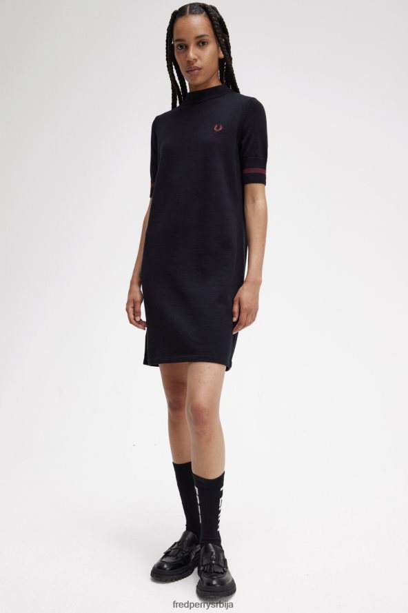 одећу рс Fred Perry Жене плетена хаљина са манжетнама црн 68TD6P620