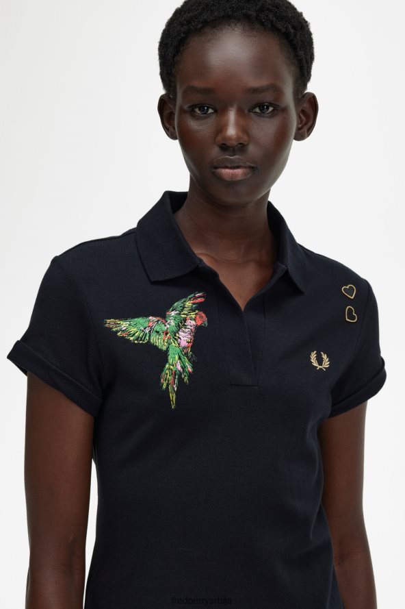 одећу рс Fred Perry Жене везена пике хаљина црн 68TD6P621