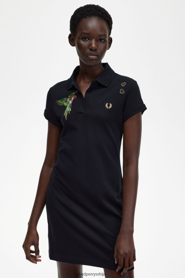 одећу рс Fred Perry Жене везена пике хаљина црн 68TD6P621