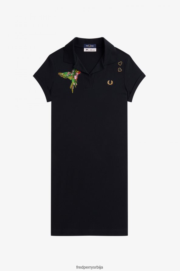 одећу рс Fred Perry Жене везена пике хаљина црн 68TD6P621