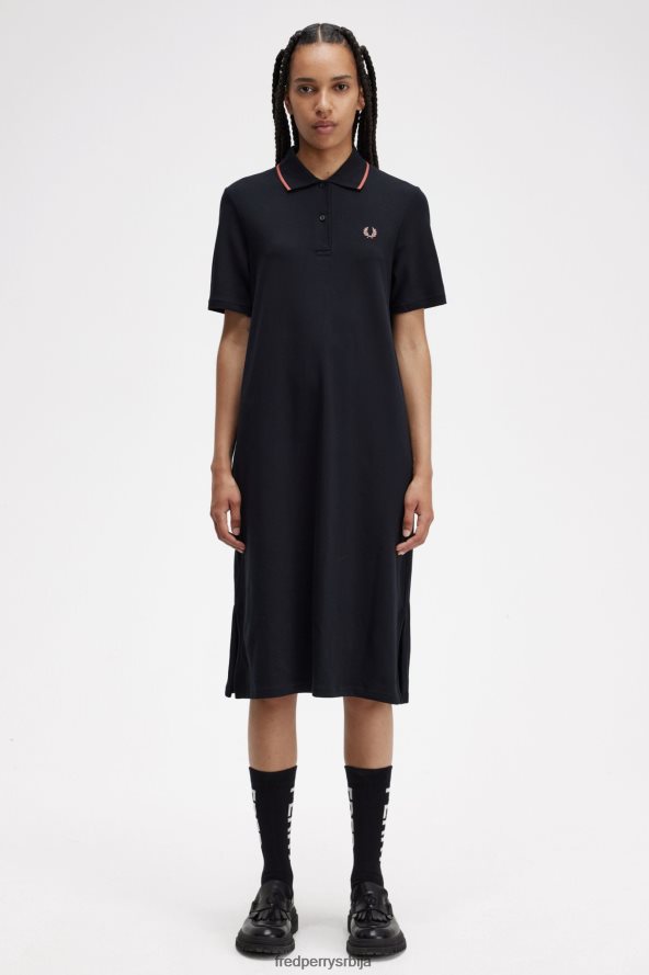 одећу рс Fred Perry Жене хаљина са подељеним детаљима црн 68TD6P622