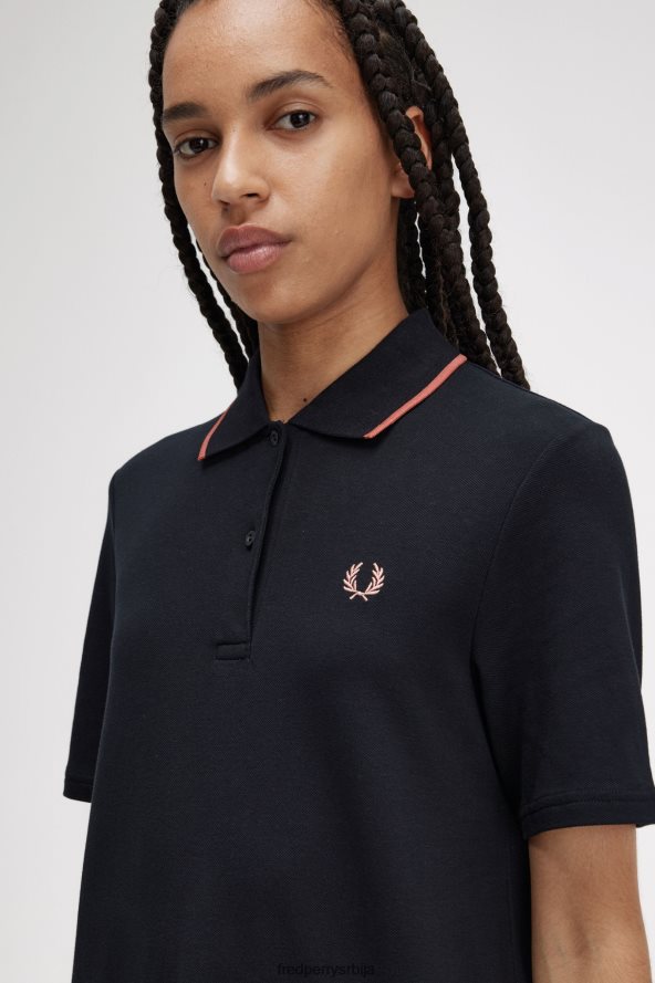 одећу рс Fred Perry Жене хаљина са подељеним детаљима црн 68TD6P622