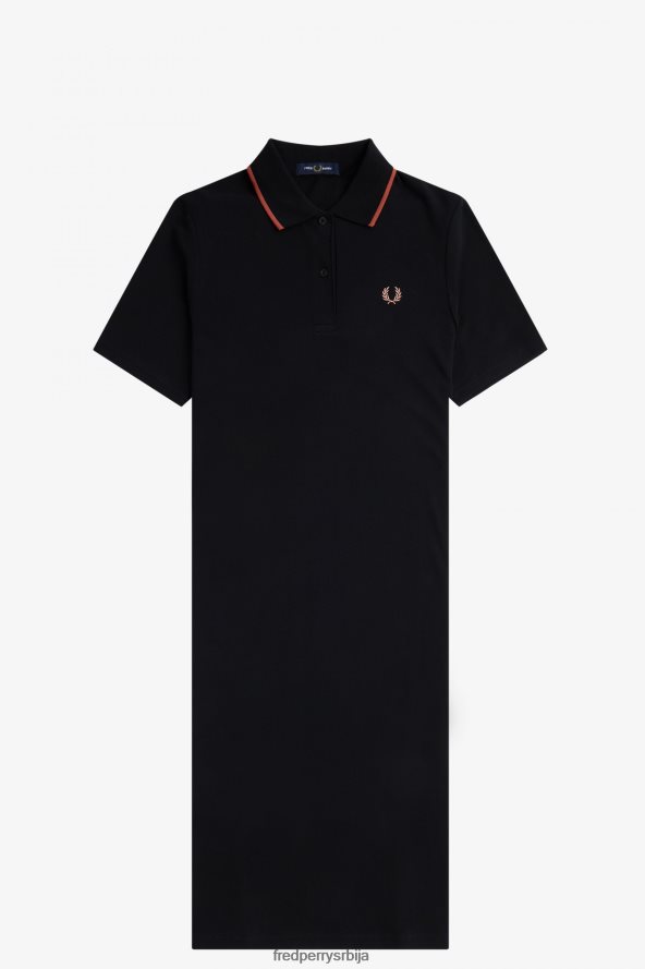 одећу рс Fred Perry Жене хаљина са подељеним детаљима црн 68TD6P622