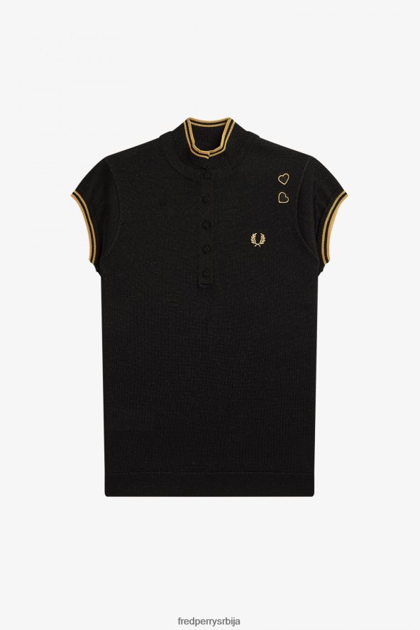 одећу рс Fred Perry Жене металик плетена кошуља црн 68TD6P630