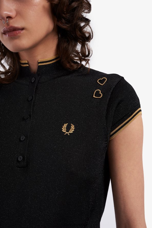 одећу рс Fred Perry Жене металик плетена кошуља црн 68TD6P630