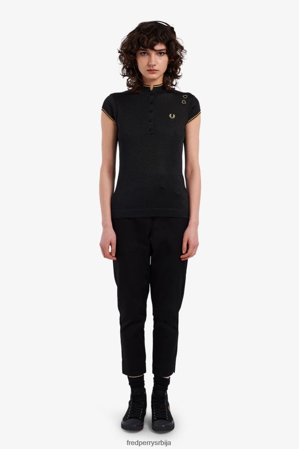 одећу рс Fred Perry Жене металик плетена кошуља црн 68TD6P630