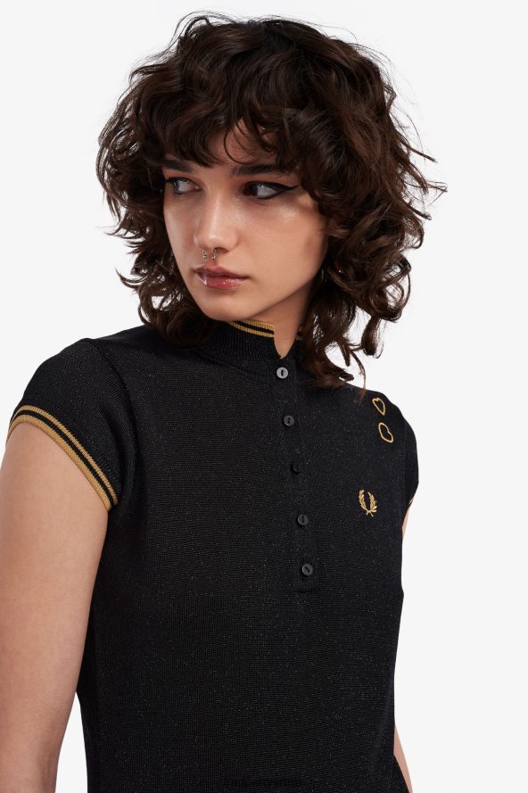 одећу рс Fred Perry Жене металик плетена кошуља црн 68TD6P630