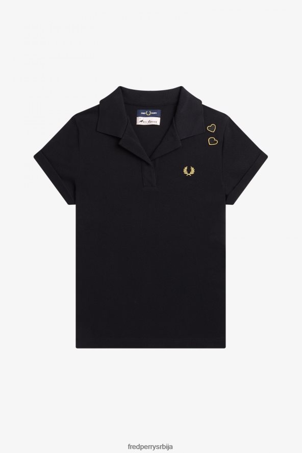 одећу рс Fred Perry Жене пике кошуља са отвореним овратником црн 68TD6P644