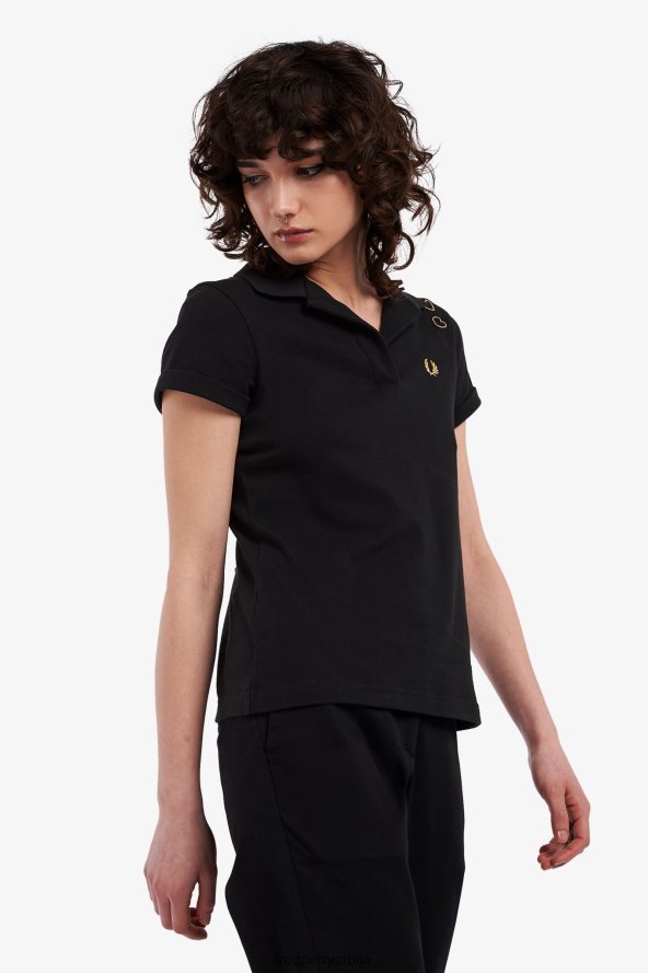 одећу рс Fred Perry Жене пике кошуља са отвореним овратником црн 68TD6P644