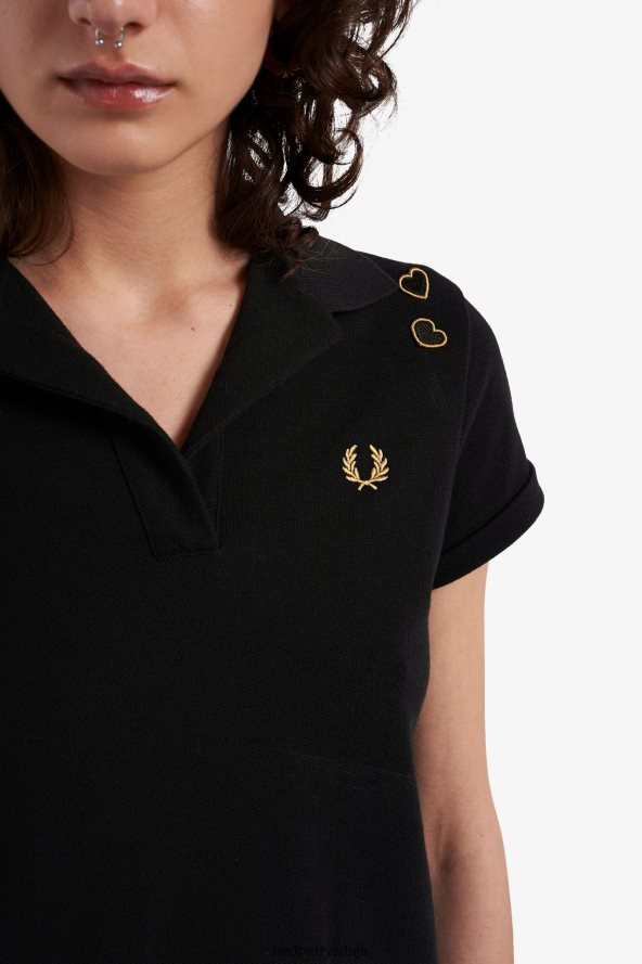 одећу рс Fred Perry Жене пике кошуља са отвореним овратником црн 68TD6P644