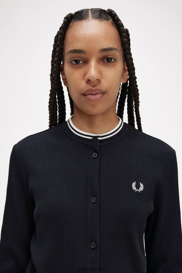 одећу рс Fred Perry Жене ребрасти врх са дугмадима црн 68TD6P656