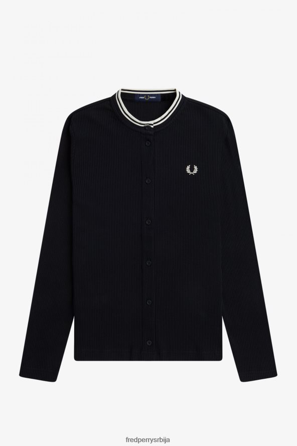 одећу рс Fred Perry Жене ребрасти врх са дугмадима црн 68TD6P656