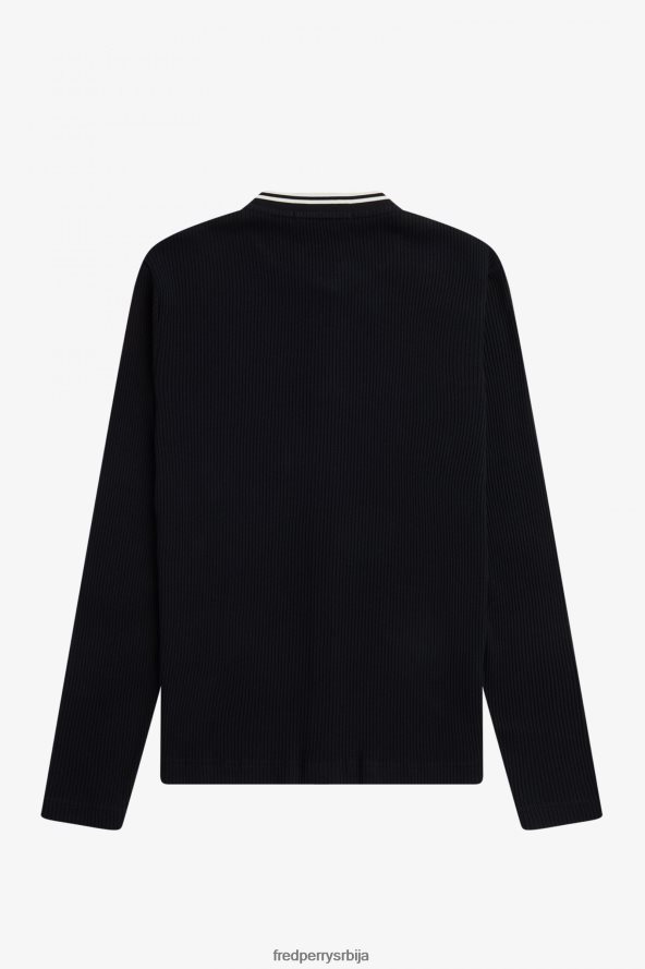 одећу рс Fred Perry Жене ребрасти врх са дугмадима црн 68TD6P656