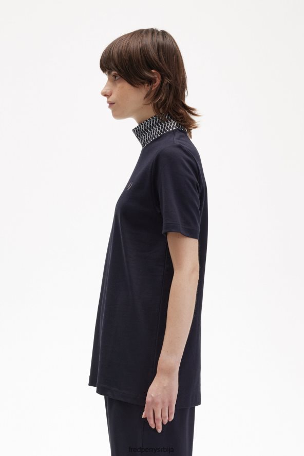 одећу рс Fred Perry Жене мајица са високим изрезом од жакарда морнарица 68TD6P649
