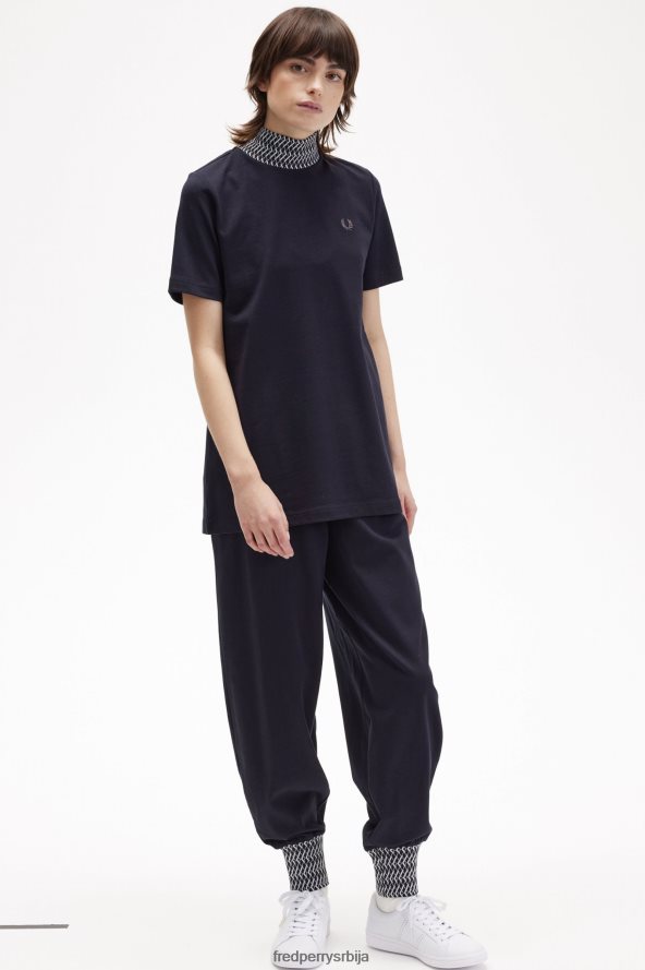 одећу рс Fred Perry Жене мајица са високим изрезом од жакарда морнарица 68TD6P649