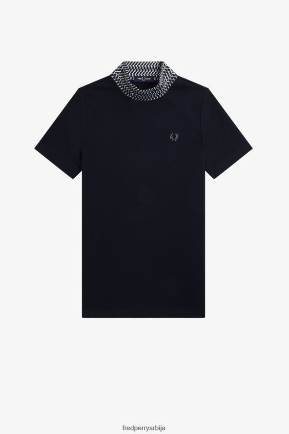 одећу рс Fred Perry Жене мајица са високим изрезом од жакарда морнарица 68TD6P649