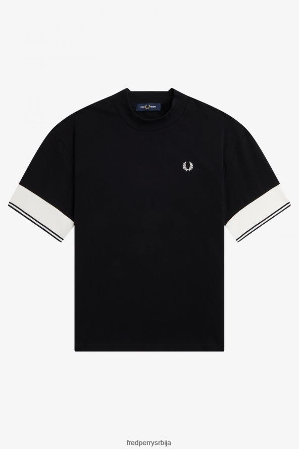одећу рс Fred Perry Жене пике мајица са манжетнама црн 68TD6P652