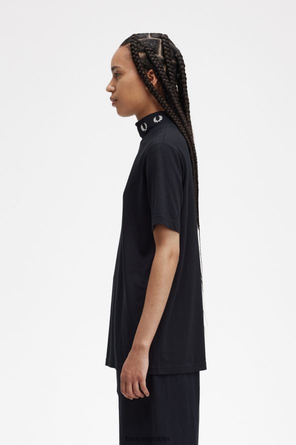 одећу рс Fred Perry Жене мајица од ловоровог венца са високим вратом црн 68TD6P653