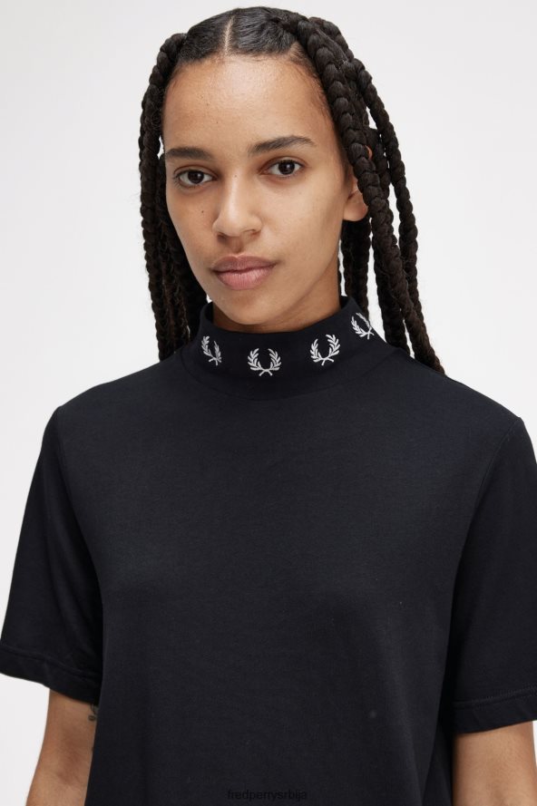 одећу рс Fred Perry Жене мајица од ловоровог венца са високим вратом црн 68TD6P653