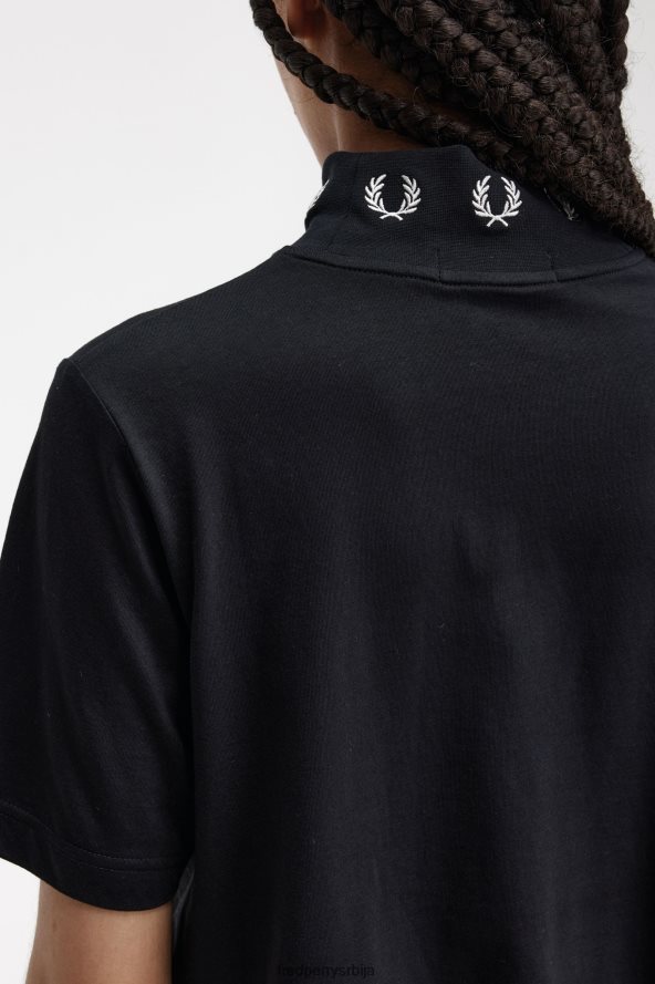 одећу рс Fred Perry Жене мајица од ловоровог венца са високим вратом црн 68TD6P653