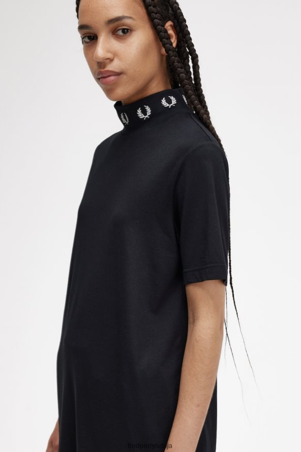 одећу рс Fred Perry Жене мајица од ловоровог венца са високим вратом црн 68TD6P653