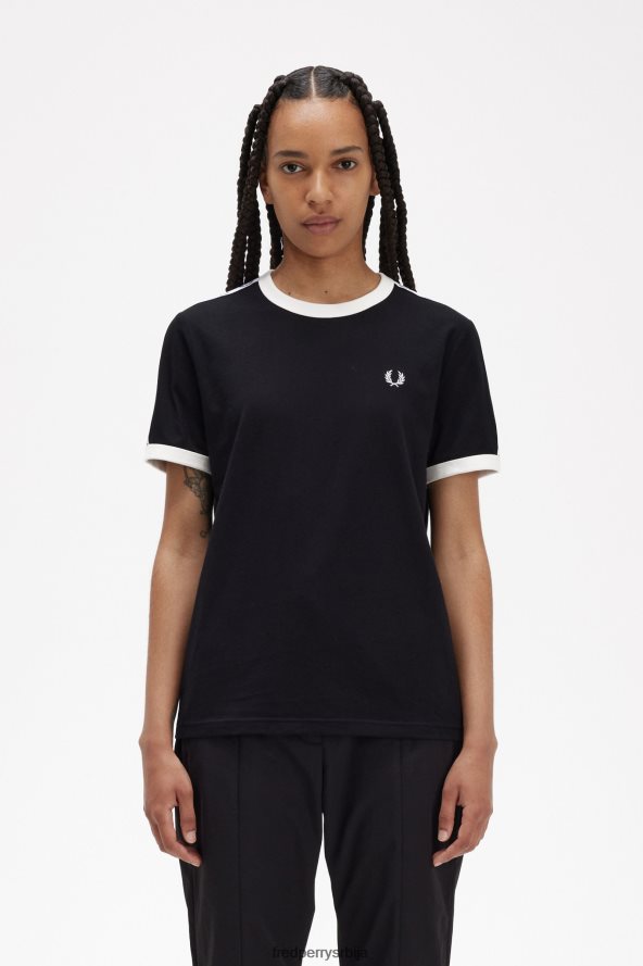 одећу рс Fred Perry Жене залепљена рингер мајица црн 68TD6P657