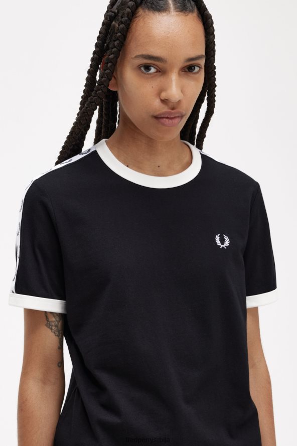 одећу рс Fred Perry Жене залепљена рингер мајица црн 68TD6P657
