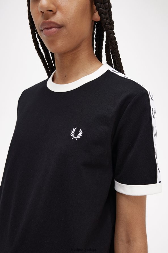 одећу рс Fred Perry Жене залепљена рингер мајица црн 68TD6P657