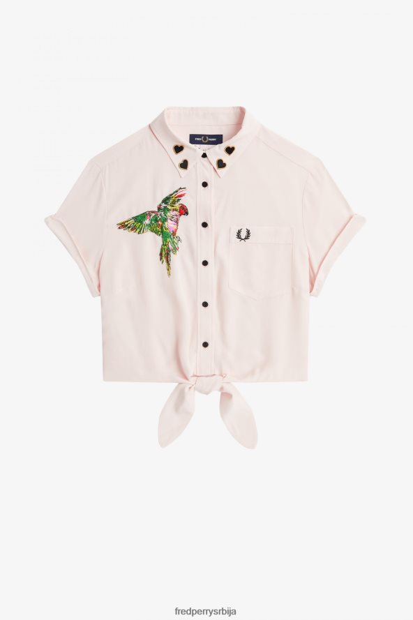 одећу рс Fred Perry Жене везена кравата-предња кошуља млечно розе 68TD6P658