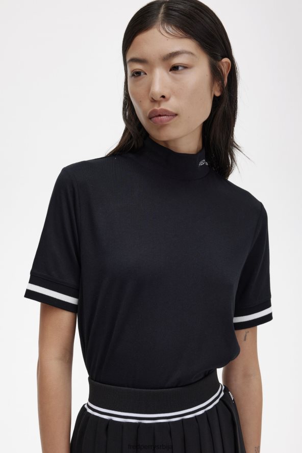 одећу рс Fred Perry Жене брендирана мајица са високим вратом црн 68TD6P661