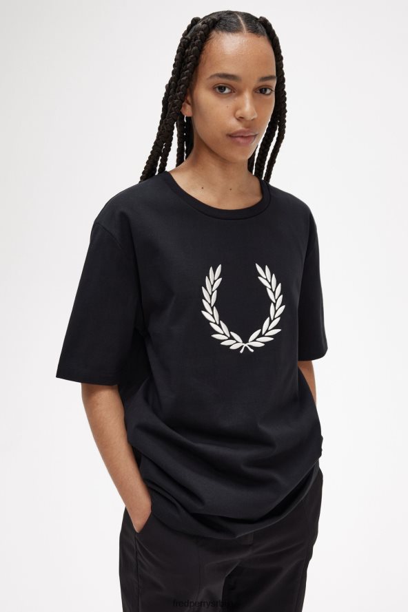 одећу рс Fred Perry Жене мајица са ловоровим венцем црн 68TD6P665