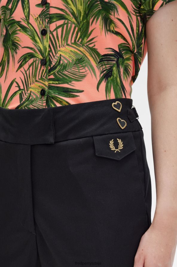одећу рс Fred Perry Жене панталоне високог струка корална топлота 68TD6P688