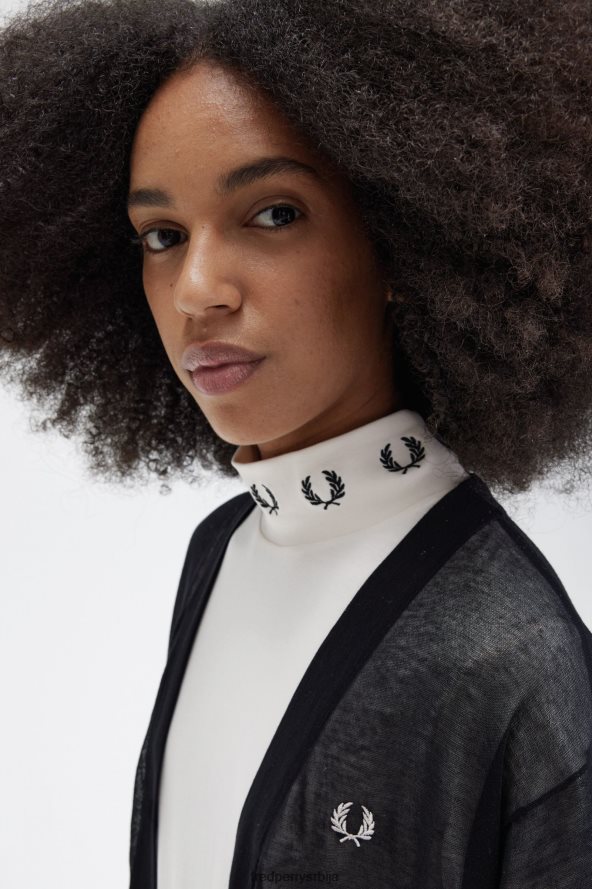 одећу рс Fred Perry Жене кардиган са прозирним В-изрезом црн 68TD6P667