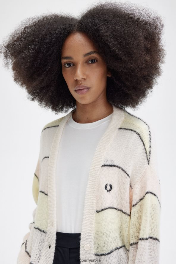 одећу рс Fred Perry Жене пругасти кардиган отвореног плетива свиленкаста бресква 68TD6P668